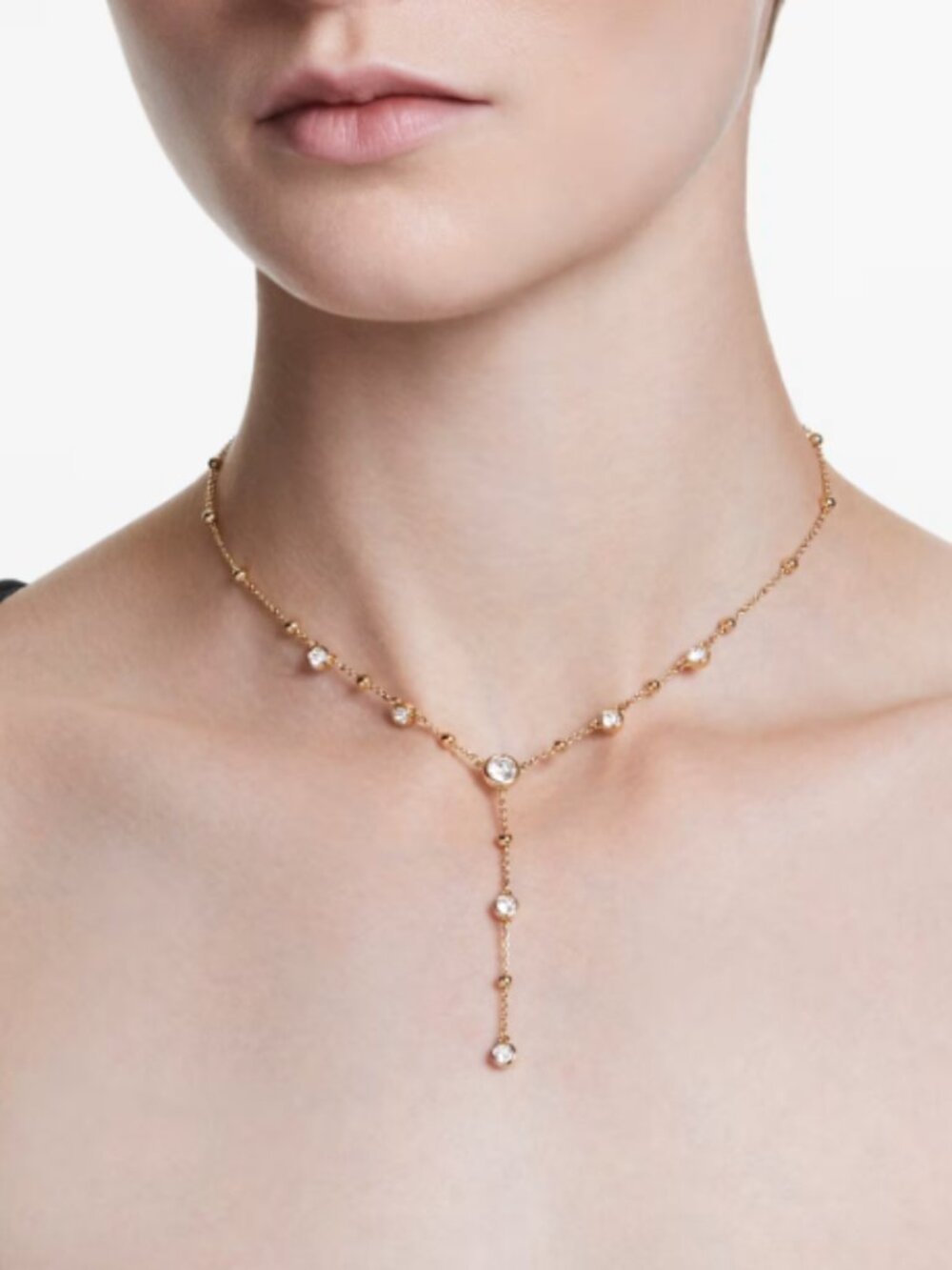 Swarovski Imber Y 18k gold plated Crystal Y-Drop Necklace with Clear Stones
